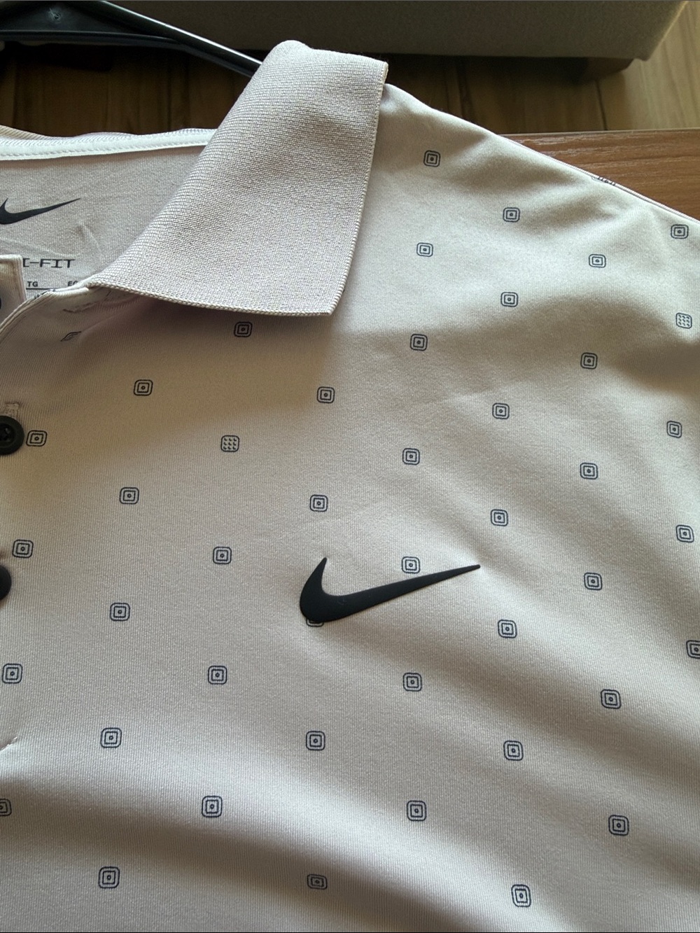 Nike Men’s White Dri-FIT Polo with Mini Dot Print